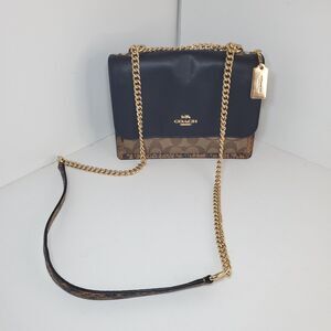Coach Klare Chain Crossbody Monogram Lt. Khaki Canvas Faux Snake City Girl